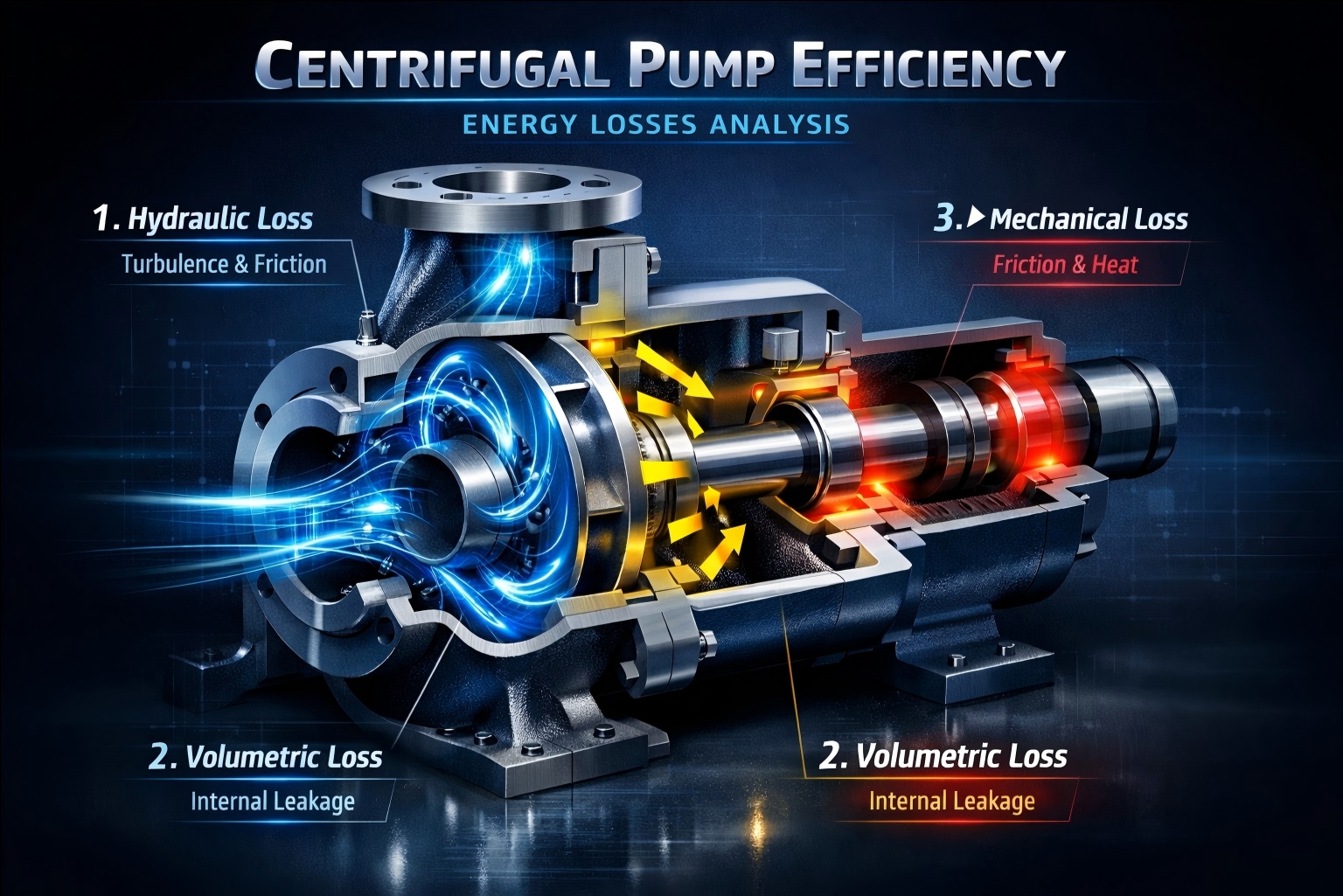 What are Hydraulic Loss, Volumetric Loss and Mechanical Loss of a Centrifugal Pump?
